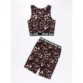 thumbnail image 4 of Kid Girls Summer Shorts Set Leopard Vest Crop Top and Shorts 2Pcs Fitness Sports Clothing From 7-14Y, 4 of 8