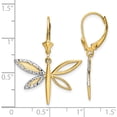 thumbnail image 3 of 14K Yellow & Rhodium White D/C Dragonfly Leverback Earrings (31.18 X 24.75) Made In Peru tm799, 3 of 5