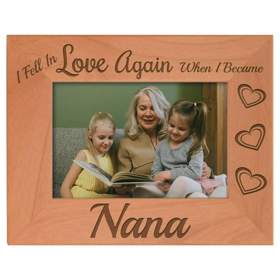 ThisWear Grandma Gifts Fell In Love When I Became Nana Natural Wood Engraved 4x6 Landscape Picture Frame Wood
