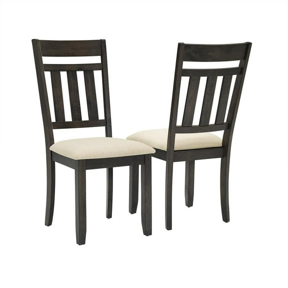 Crosley Furniture Hayden Wood Slat Back Dining Side Chair in Slate (Set of 2)