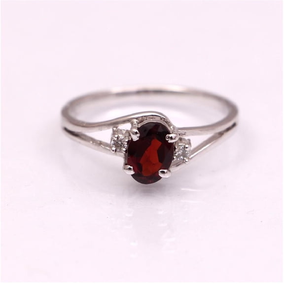 Natural Garnet Vintage Minimalist 925 Sterling Silver Mother's Day Gift Ring