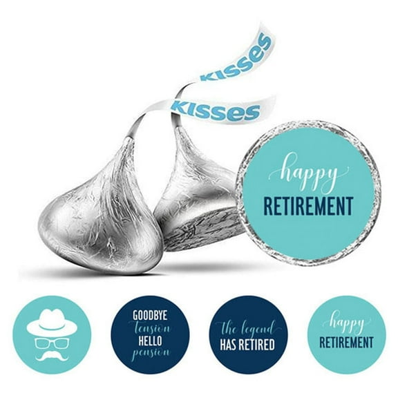 Darling Souvenir ChocolateChocolate Labels 190 Pcs Retirement Party ThemeStickers-Blue