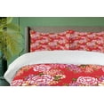 thumbnail image 4 of Ambesonne Floral Duvet Cover Set, Blooming Peony Bouquets Art, 2-Calking, Scarlet and Multicolor, 4 of 7