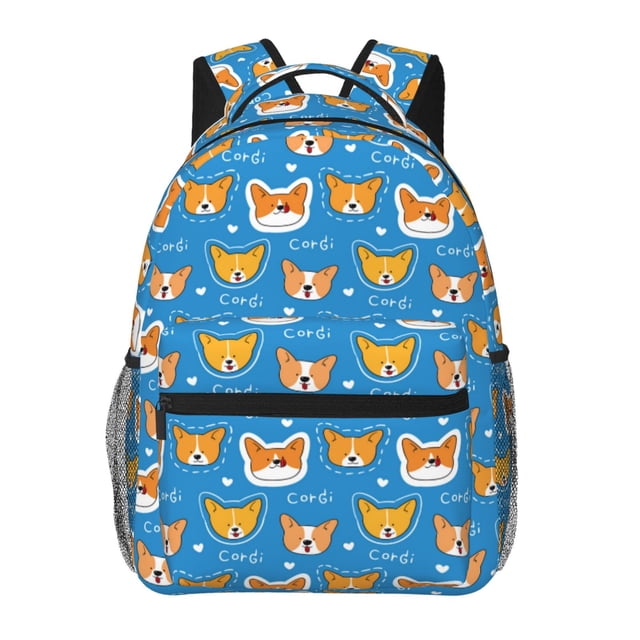 Fotbe Corgi Dog Face Mochila Casual con Estampado para Escuela, Viajes y Actividades al Aire Libre - Duradera, Ligera y Cómoda