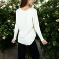 thumbnail image 5 of Women's Textured Knit Sweater with V-Neckline and Ribbed Sleeves - Small, White, 5 of 6