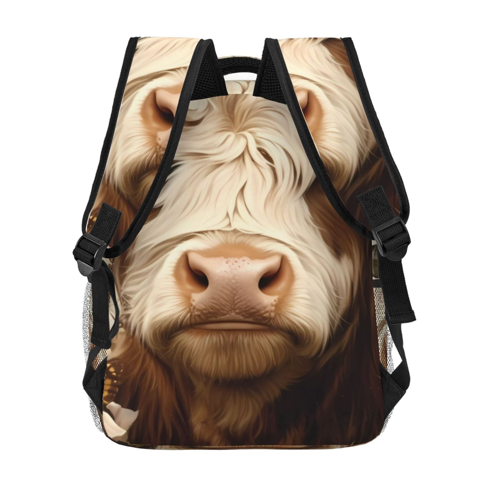Ratiio Butterfly Cow Barrel Print Eco-Friendly Casual Backpack, Water-Resistant Polyester Canvas Daypack with Smooth Zippers, Comfortable & Durable Travel Bag with Laptop Compartment