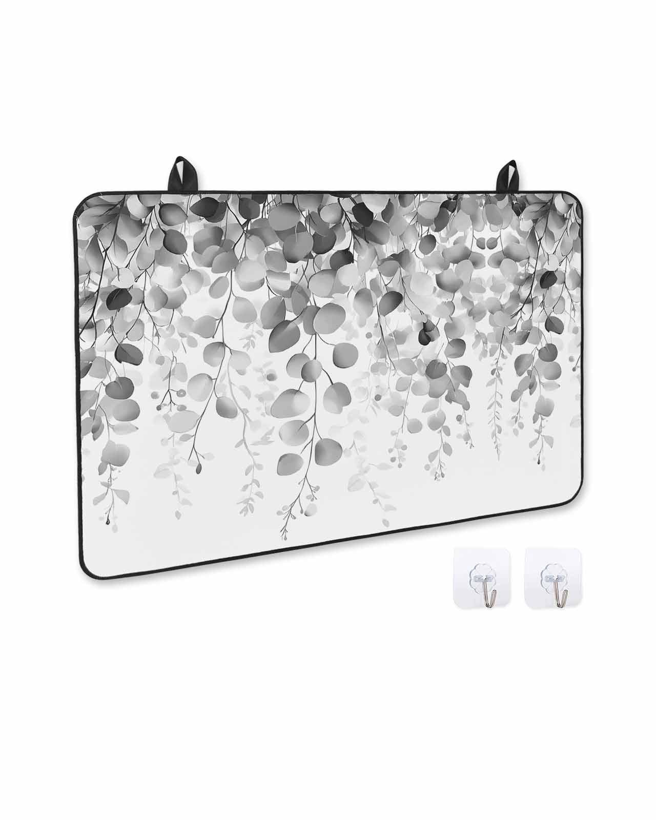 nqOlkjepod Large Induction Cooktop Protector Mat 24"x21", Grey Eucalyptus Stove Top Covers for Electric Stove, Spring Botanical Weeping Plant Aesthetic Stove Burner Cover Mats, Glass Top Stove Cover