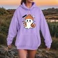 thumbnail image 4 of Kaprioy Halloween Sweatshirts for Women Ghost Pumpkin Sweater Cute Spooky Coffee Graphic Pullover Hoodies Fashion Clothing Purple, XL, 4 of 6