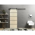 thumbnail image 3 of Sturdy Barn Door 32 x 80 inches | Planum 0015 Natural Veneer with Frosted Glass | 6.6FT Rail Hangers Heavy Hardware Set | Solid Panel Interior Doors, 3 of 6