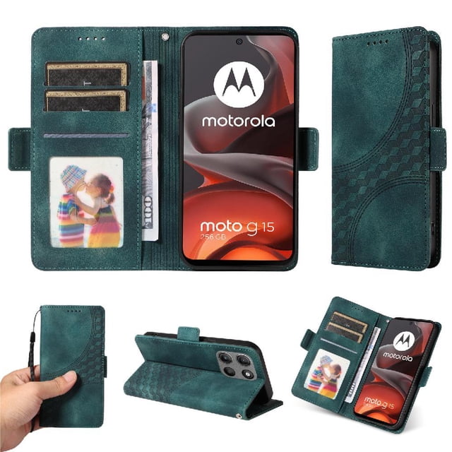 Funda GANGXUN para Motorola Moto G15 Power con diseño acolchado elegante, cuero PU, protección total y ajuste preciso