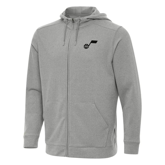 Men's Antigua Heather Gray Utah Jazz Effortless Full-Zip Hoodie Jacket