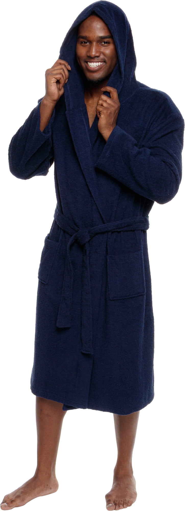 Ross Michaels Men's Luxury Hooded Cotton Terry Bathrobe Loungewear