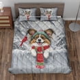thumbnail image 2 of Playful Papillon Welcomes Winter Snowy Day with Cardinal Bird Quilt Bedding Set Pap Butterfly Dog Lover 1 Blanket Bed Cover 2 Pillowcases - 12017, 2 of 5