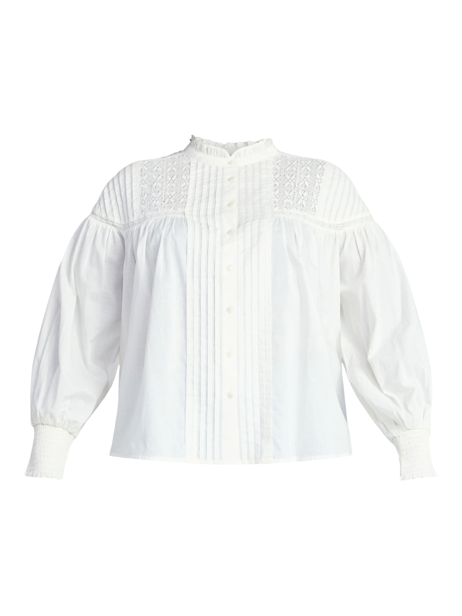 Terra & Sky Women's Plus Size Lace Inset Blouse with Long Sleeves, Sizes 0X-5X