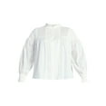 thumbnail image 3 of Terra & Sky Women's Plus Size Lace Inset Blouse with Long Sleeves, Sizes 0X-5X, 3 of 5