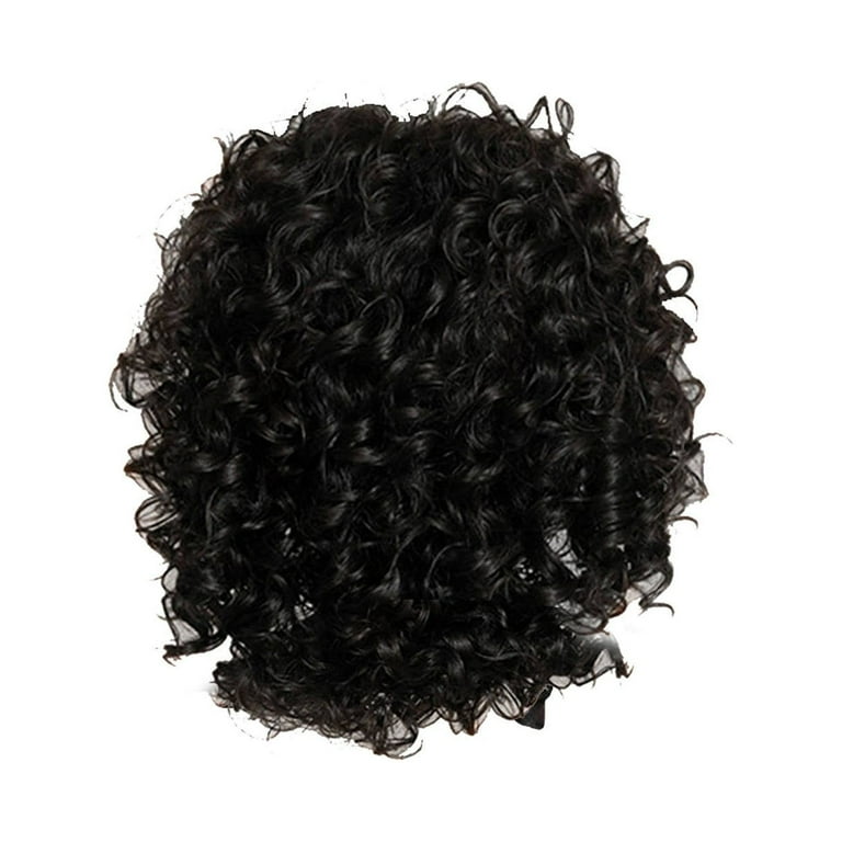 African Short Curly Hair Small Curly Hair Bangs Black Wig Hair Set Rose Net Mechanism Fiber Wig Hair Bundles Lace Frontal Lace Front Closure Frontal