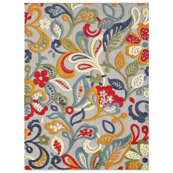 HomeRoots 473707 2 x 4 ft. Jacobean Floral Indoor Outdoor Rectangle Area Rug, Multi Color