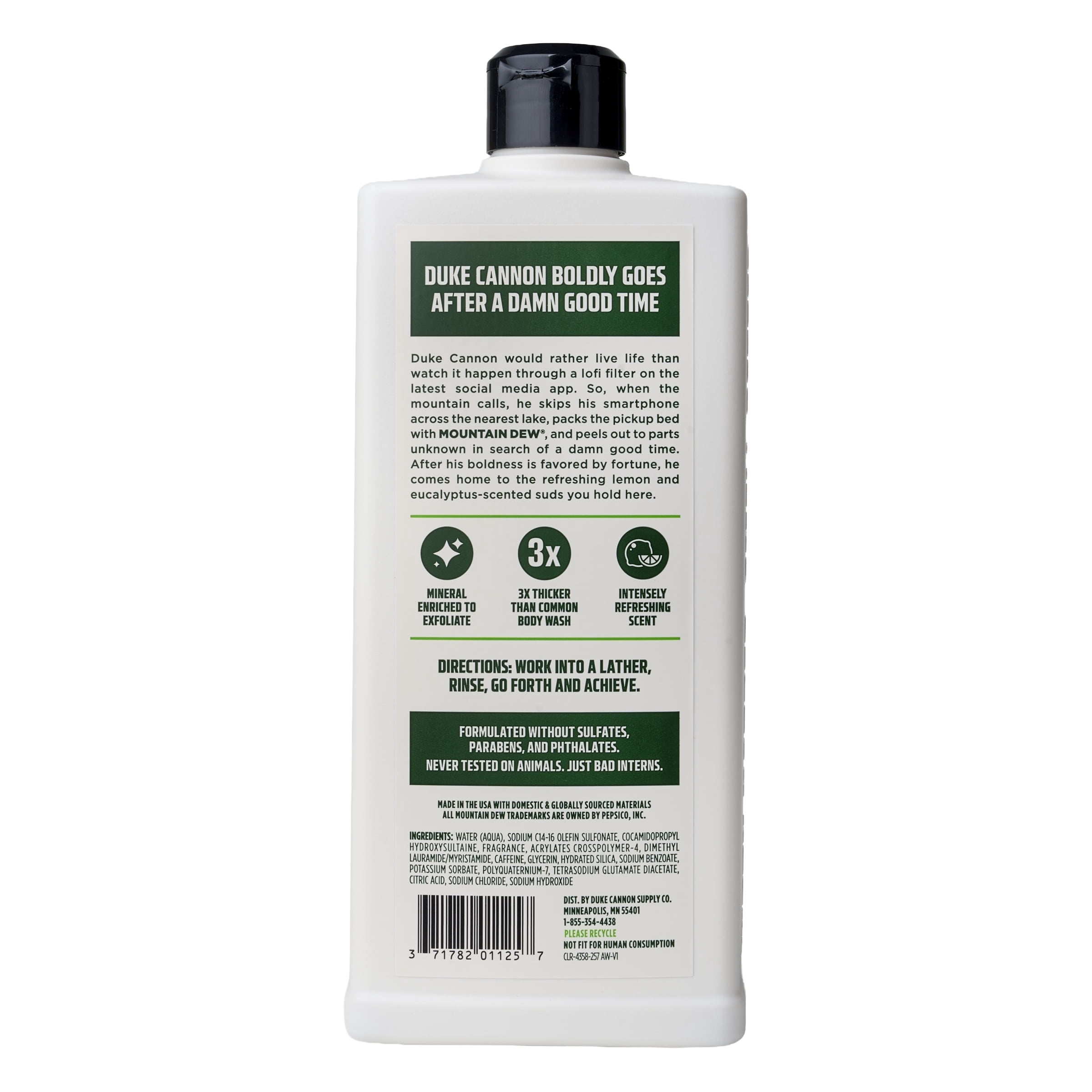 Duke Cannon THICK Body Wash for Men, Mountain Dew, 18 fl oz