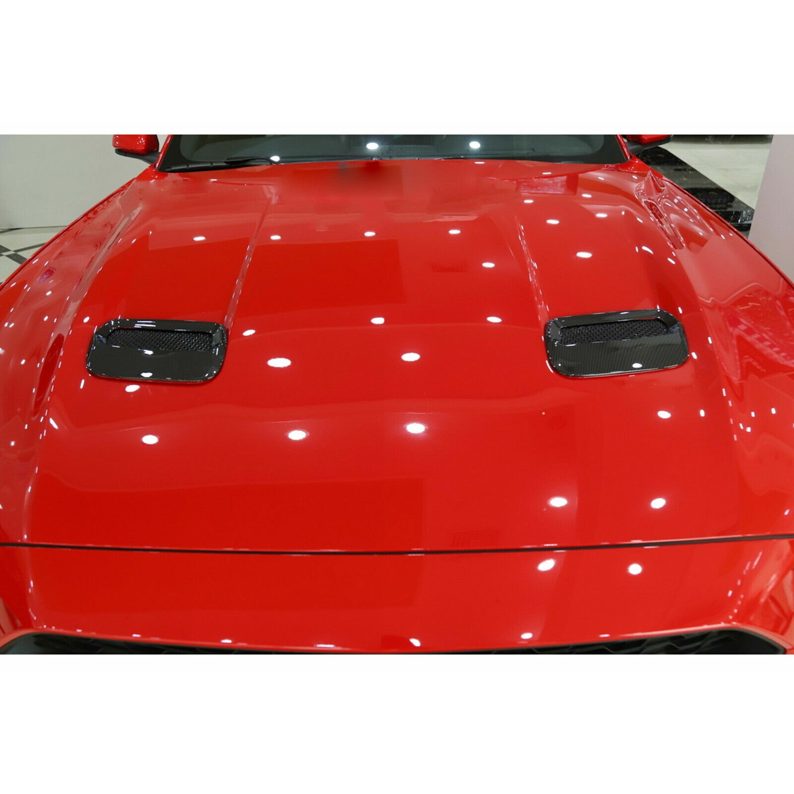 KAIHUIXING Carbon Fiber Hood Engine Air Vent Cover Trim + Accessories for Ford for Mustang 2018-2020 Front Upper CFHEAVCTFFM2A