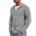thumbnail image 4 of Hearthz Men's UPF50+ Outdoor Jacket Full Zip Sun Protection Quick Dry Long Sleeve Fishing Shirts for Men with Pockets Light Gray M, 4 of 9