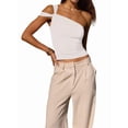 thumbnail image 2 of Women's One Shoulder Asymmetric Strapless Tube Fitted Y2k Tank Going Out Outfit Top White L, 2 of 9