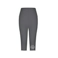thumbnail image 5 of UVEASISHA Rhinestones Capri Leggings for Women Cute Dog Paw Casual Yoga Pants Lightweight Stretch Summer Beach Capris Gray XXXL, 5 of 5