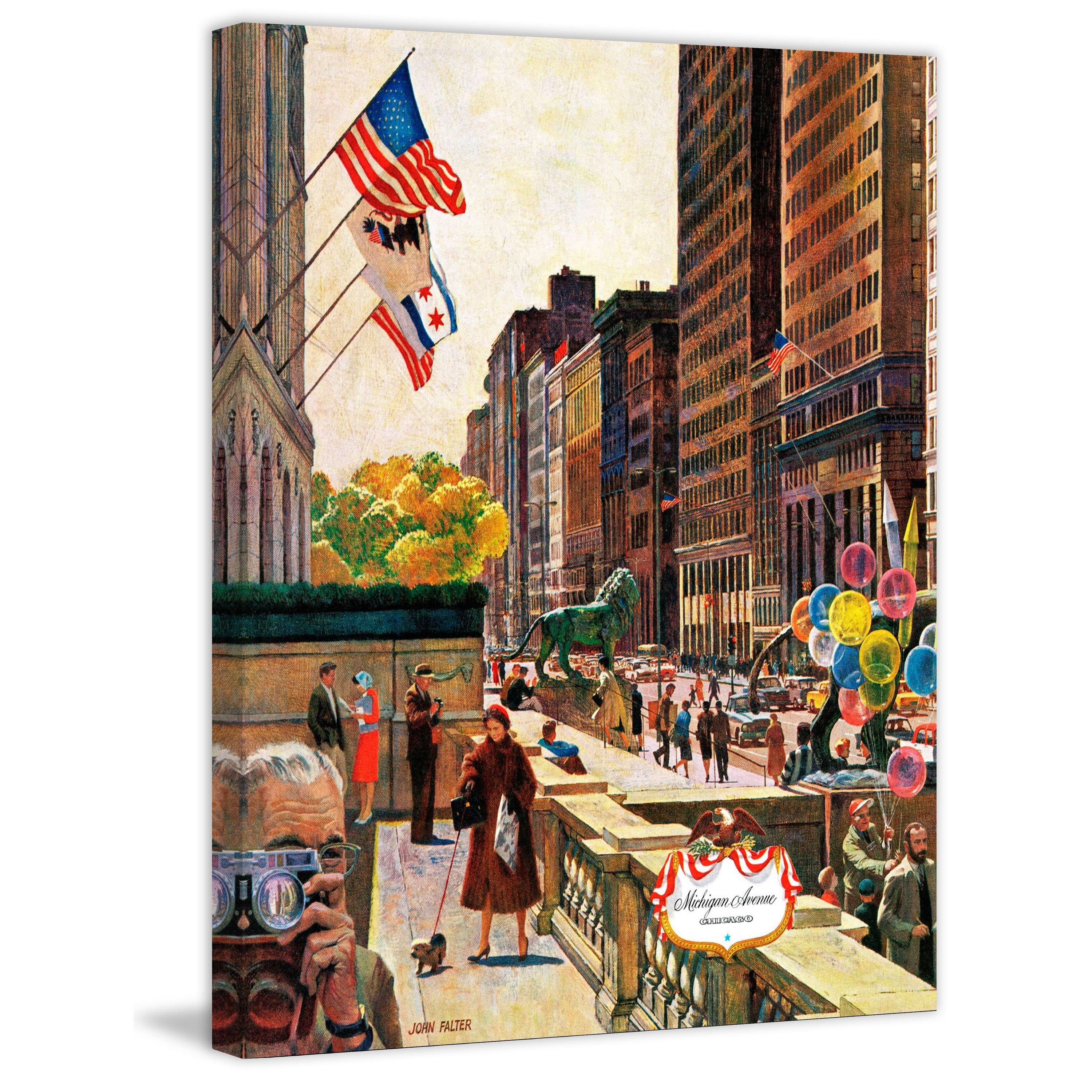 Marmont Hill "Michigan Avenue, Chicago" by John Falter Painting Print on Canvas