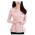 thumbnail image 2 of OKBOP Sleeveless Tops for Women,Casual Long Sleeve Lace Shirt Crocheted Elegant Lace Satin Blouses for Women Girls Halloween Shirt, 2 of 8