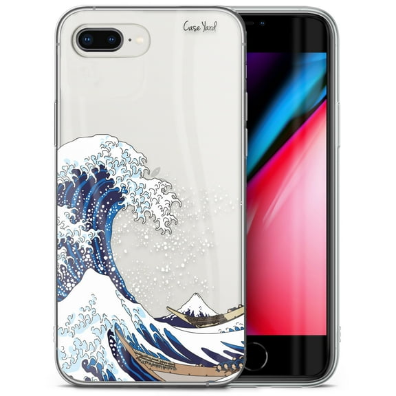 Case Yard iPhone-8-Plus Case Clear Soft & Flexible TPU Ultra Low Profile Slim Fit Thin Shockproof Transparent Bumper Protective Cover Drop Protective Cell Phone Cases (Kanagawa Wave)