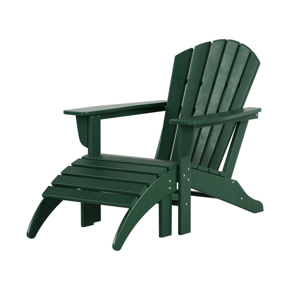 Westin Outdoor Adirondack Patio Chair with Ottoman Footrest, Dark Green