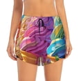 thumbnail image 4 of Lsque Rainbow Melting Ice Cream Printed Women's Running Shorts with Liner Pockets,Elastic Quick Dry Workout Athletic Gym Yoga Shorts,Womens High Waist Shorts-Large, 4 of 9