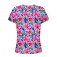 thumbnail image 5 of Women's Blouses Top Cute Printed Summer T-Shirts Casual Chest Pleated Tunic Top Round Neck Puff Sleeves Blouses Loose Outdoor Beach Vacation Pullover Tops, 5 of 6