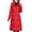 Red, variant on Women's Embroidered Hooded Parka Long Sleeve Button Zip Cotton Coat | Casual Solid Outerwear for Weekend Travel, Campus Strolls and Coffee Shop Meetups