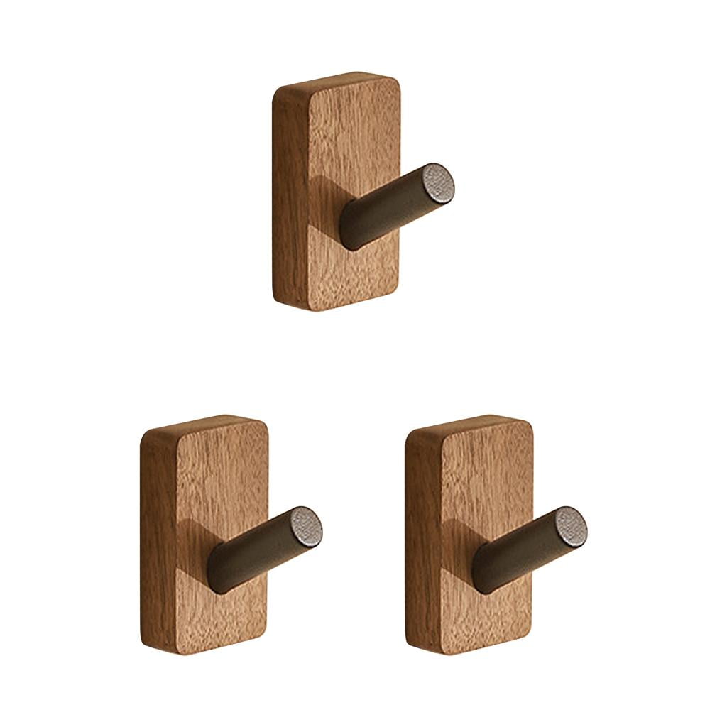 Farmhouse Walnut Coat Hooks Wall Mount hanger Living Room Decorative Bathroom Strong Adhesive Hooks for Hanging Backpack Clothes Hats Load Bearing 3pcs Single Hook Walmart