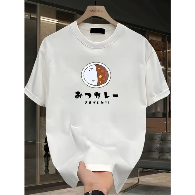 Crew Neck Short Sleeve Cartoon Print T-Shirt, Summer Casual Loose Fit, 220g/m2, Heat Transfer Printing, with Valentine'S Day, Spring Festival, Dragon Boat Festival, Mid-Autumn Festival, Father'S Day