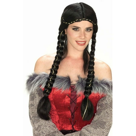 Renaissance Costume Black Maiden Princess Braided Wig