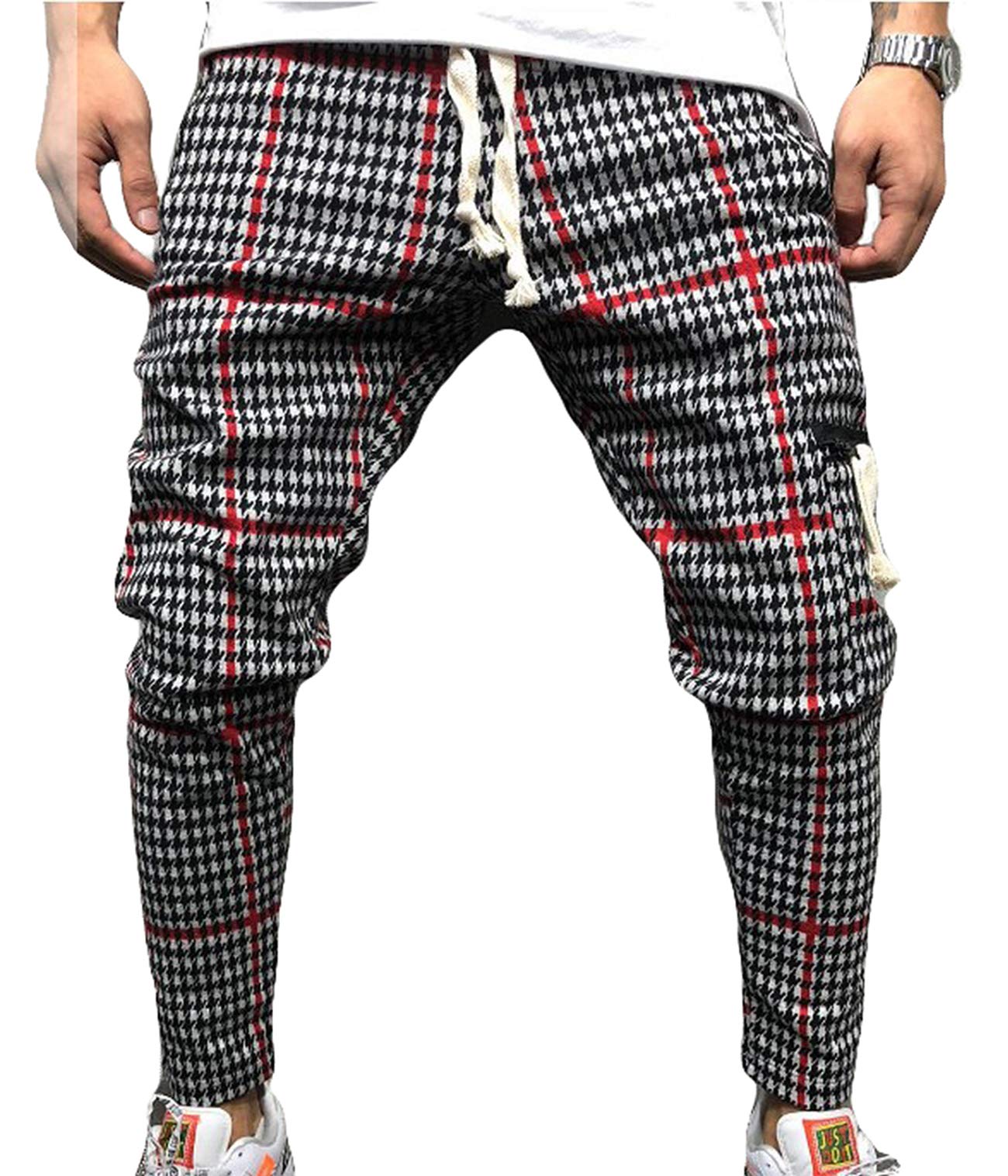 plaid zipper pants mens