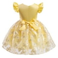 thumbnail image 4 of NAISIBABY Girls Princess Dress, Floral Embroidery Mesh Ruffled Sleeve Kids Prom Maxi Dress Yellow 6T, 4 of 4