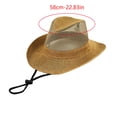 thumbnail image 3 of Dmlomu Mesh Cowboy Hat for Men, Breathable Mesh Wide Brim Sun Hat with Chin Strap, Summer Hat for Bike Riding Fishing Hiking Gardening Men Women, 3 of 7