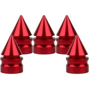 Senzeal 5X Impale Spike Style Polished Aluminum Alloy Tire Valve Caps Red