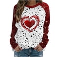 thumbnail image 1 of Penkiiy T-Shirt Décontracté à Col Rond pour Femmes, Manches Longues, Mignon, Tendance, Grande Taille, Imprimé Cœur, TG Rouge, 1 of 5