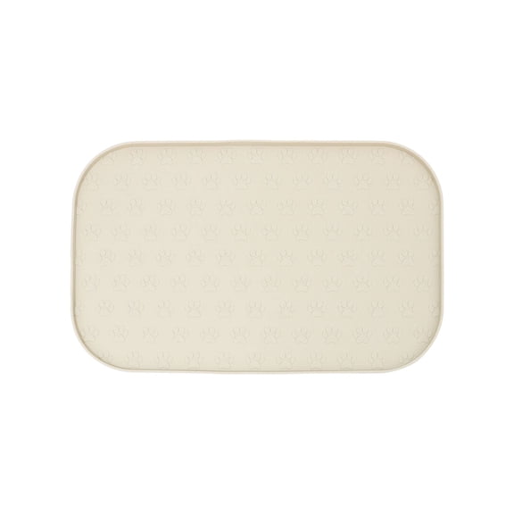 Beige Neutral-Toned Silicone Pet Mat For Cats Dogs Spill Proof Non Slide Feeding Mat With Easy Clean Surface