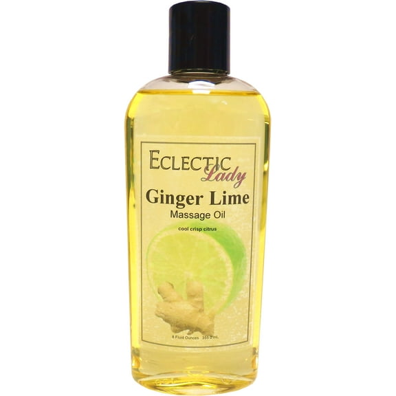 Ginger Lime Massage Oil by Eclectic Lady, 8 oz, Sweet Almond Oil and Jojoba Oil