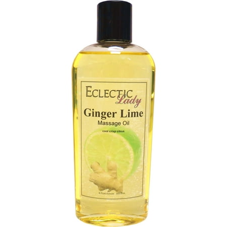 Ginger Lime Massage Oil by Eclectic Lady, 8 oz, Sweet Almond Oil and Jojoba Oil