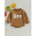 thumbnail image 3 of Baby Girls Long Sleeve Rompers 3M 6M 9M 12M 18M Infant Halloween Skull Print Round Neck Bodysuit Newborn Jumpsuits for Winter, 3 of 9