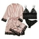 thumbnail image 1 of Conjunto de verano para mujer con camisola de satén con encaje y camisón a juego, 1 of 6