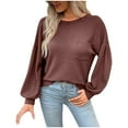 thumbnail image 1 of Timegard Womens T Shirts Long Sleeve Round Neck Basic Tops Casual Comfy Solid Color Blouses, 1 of 6