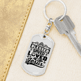 thumbnail image 6 of Blessed Saved Loved Black Stainless Steel or 18k Gold Premium Swivel Dog Tag Keychain, 6 of 10