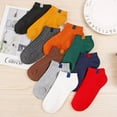 thumbnail image 5 of 6 Pairs Women Four Seasons Socks Solid Candy Color Sweat Deodorant Sweet Cotton Boat Socks, 5 of 28