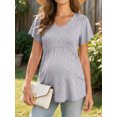 thumbnail image 3 of Weardear 3 Packs Womens Maternity Shirts Flying Short Sleeve V Neck T-Shirt Summer Empire Waist Pregnancy Tops, 3 of 6